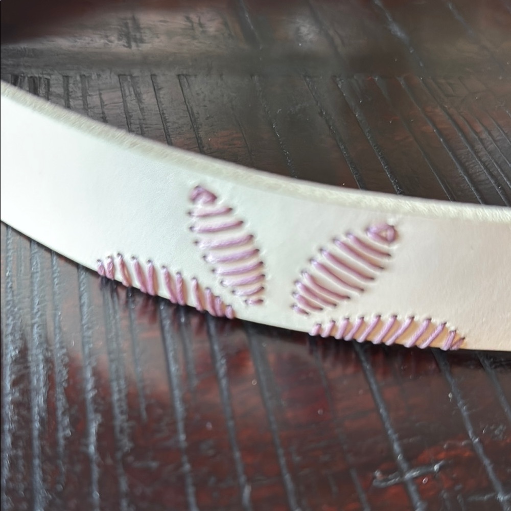 Free People Cream and light purple Embroidered Belt - Picture 3 of 4